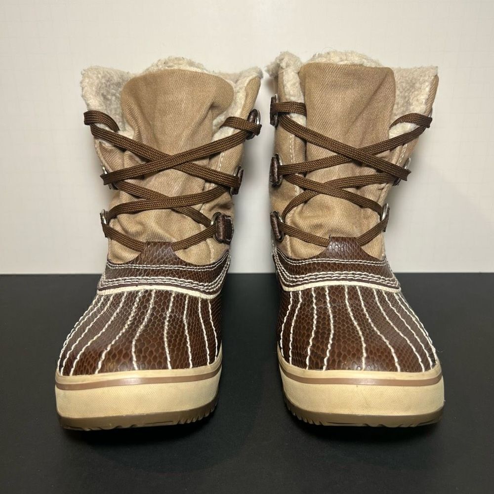 Womens SKECHERS Outdoor Faux Fur Lined Snakeskin Print Boots / Size 8 - Picture 2 of 10